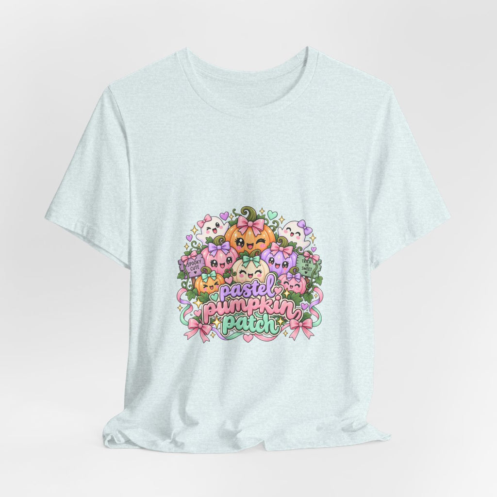 Pastel Pumpkin Patch T-Shirt | Cute Kawaii Halloween Pumpkins Ghost Graphic Tee, Soft Pastel Spooky Season Shirt