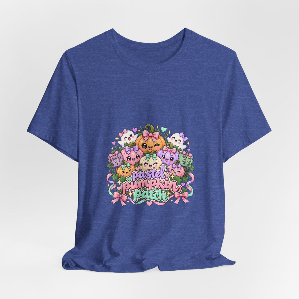 Pastel Pumpkin Patch T-Shirt | Cute Kawaii Halloween Pumpkins Ghost Graphic Tee, Soft Pastel Spooky Season Shirt