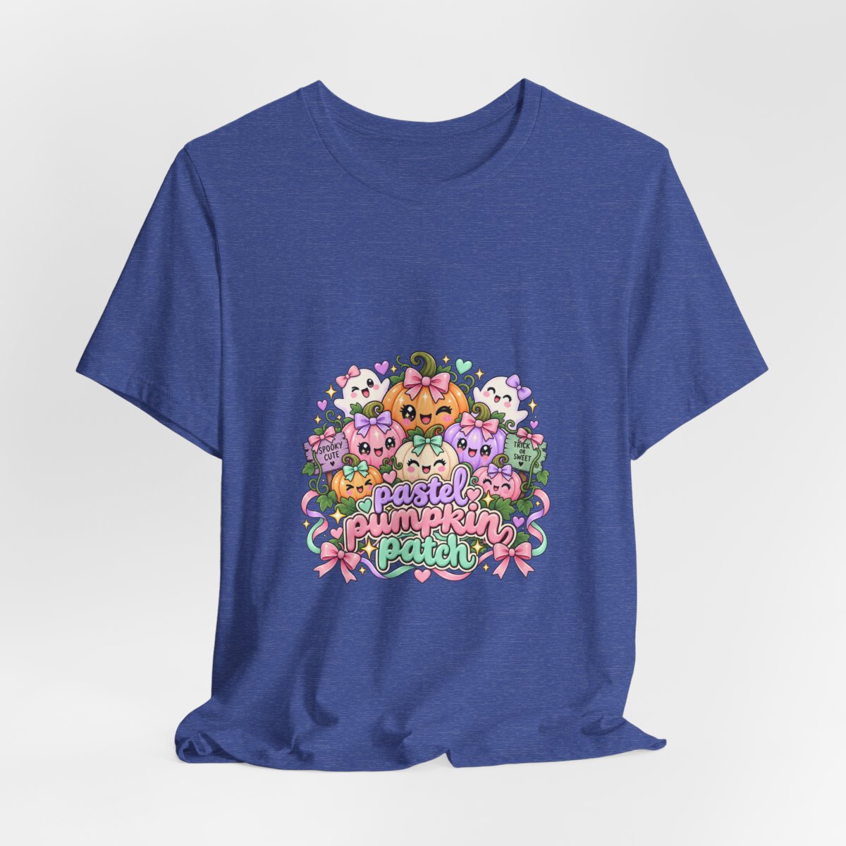 Pastel Pumpkin Patch T-Shirt | Cute Kawaii Halloween Pumpkins Ghost Graphic Tee, Soft Pastel Spooky Season Shirt