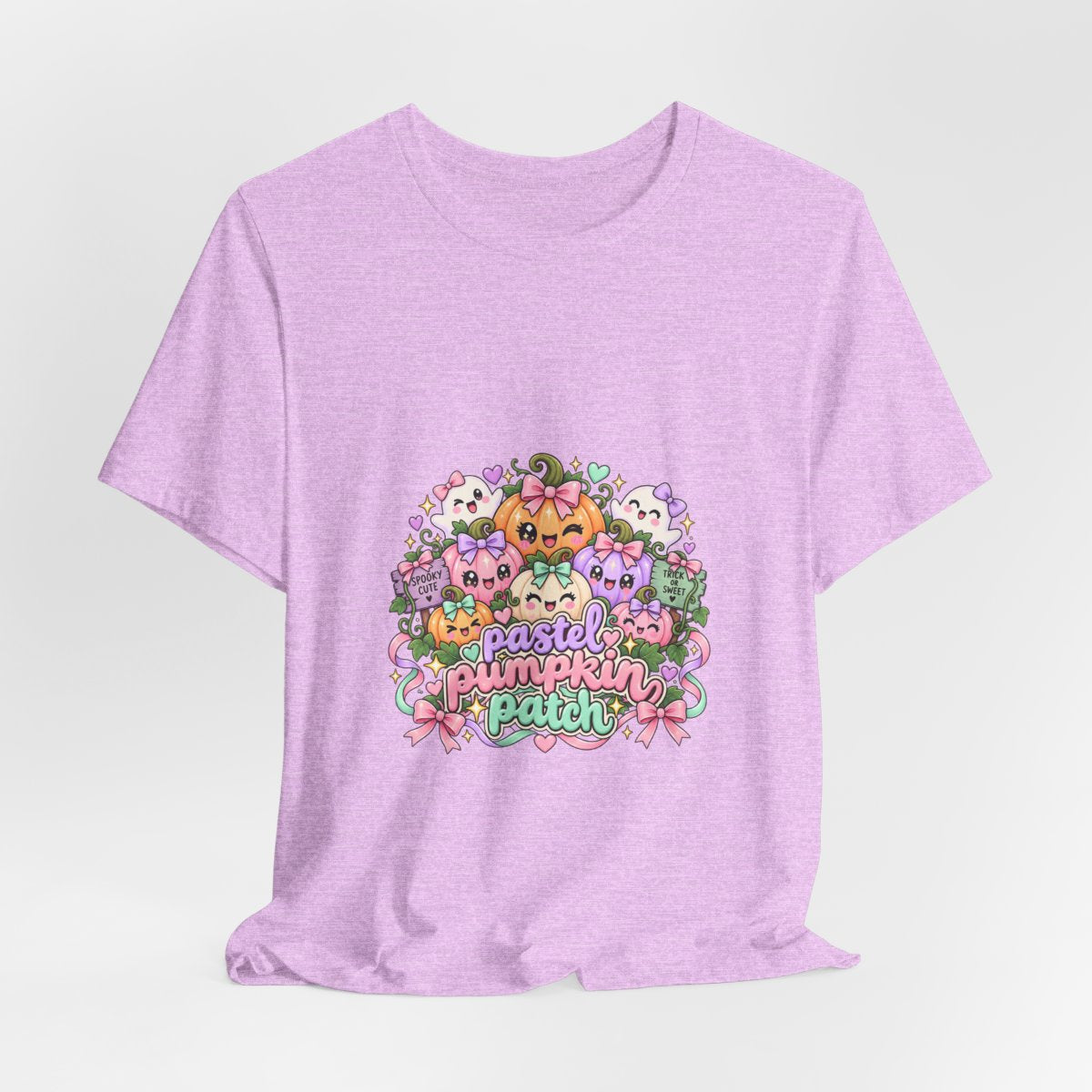 Pastel Pumpkin Patch T-Shirt | Cute Kawaii Halloween Pumpkins Ghost Graphic Tee, Soft Pastel Spooky Season Shirt
