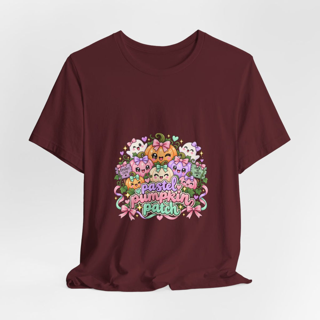 Pastel Pumpkin Patch T-Shirt | Cute Kawaii Halloween Pumpkins Ghost Graphic Tee, Soft Pastel Spooky Season Shirt