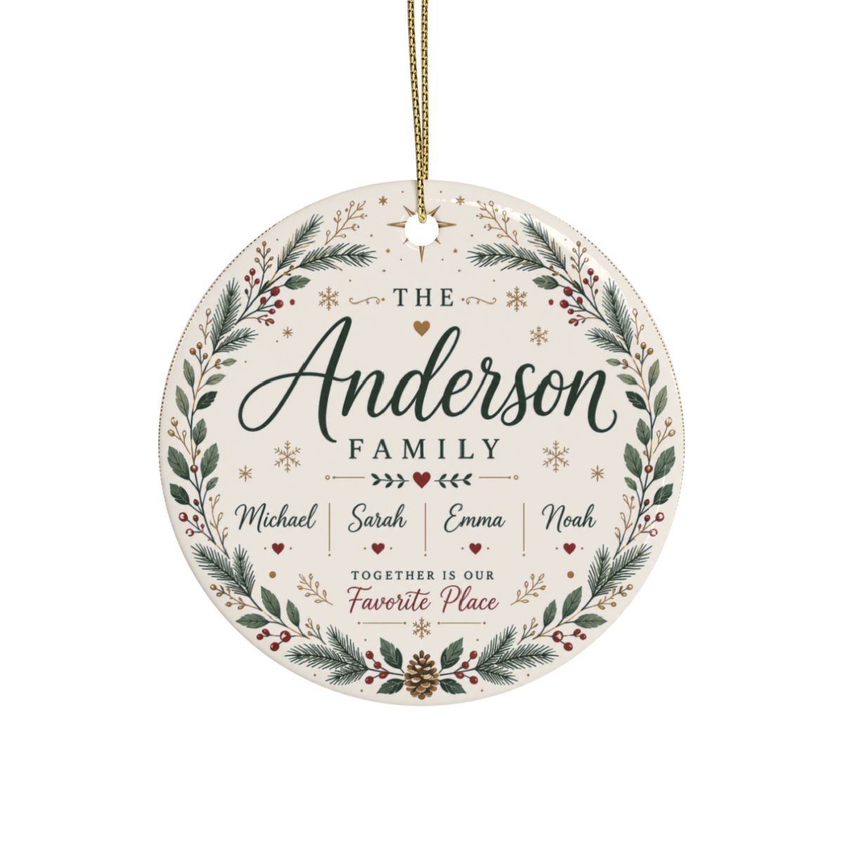 Personalized Anderson Family Ceramic Ornament | Custom Name Holiday Decor