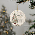 Personalized Family Christmas Tree Ornament, Ceramic Holiday Ornament