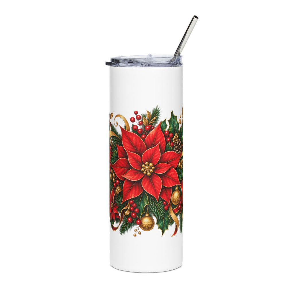 Poinsettia Holiday Floral Tumbler | 20oz Stainless Steel