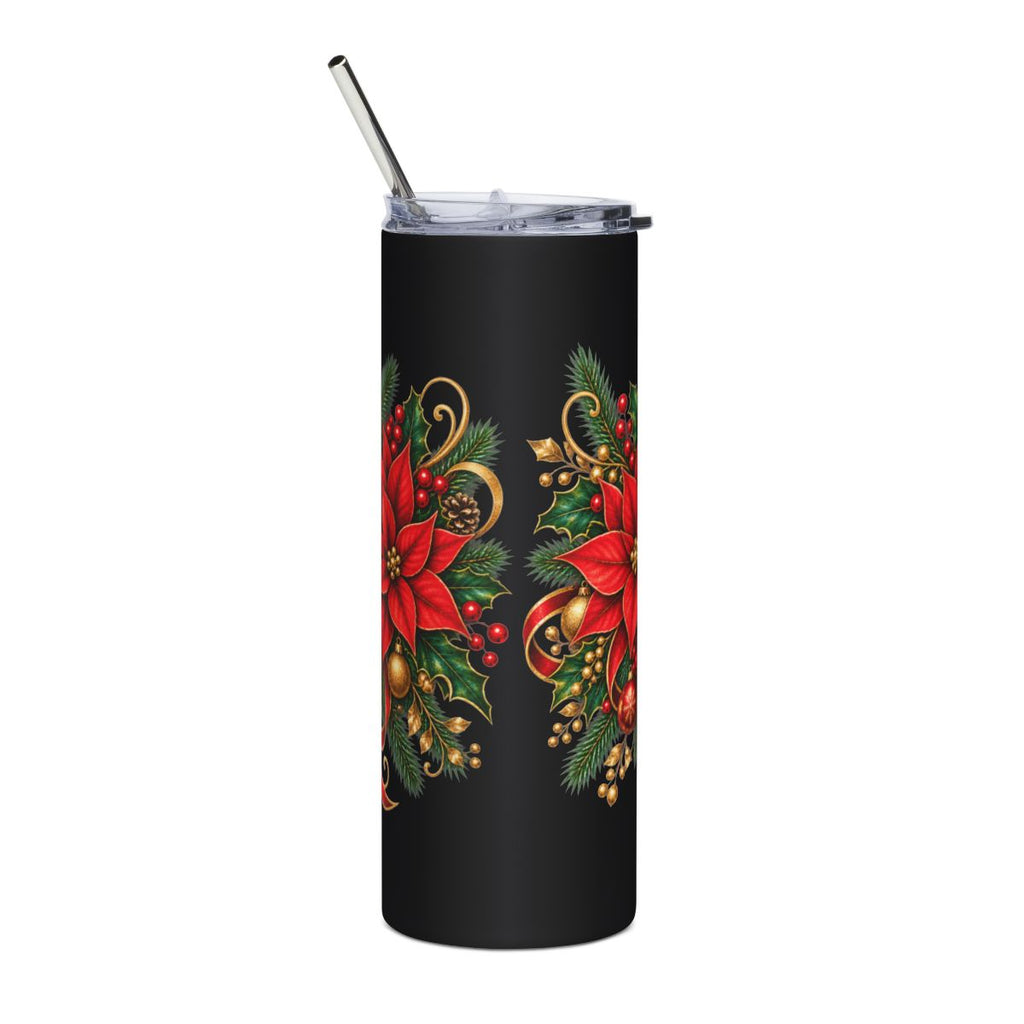 Poinsettia Holiday Floral Tumbler | 20oz Stainless Steel
