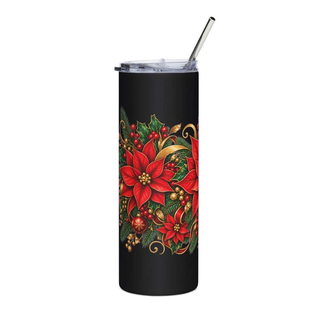 Poinsettia Holiday Floral Tumbler | 20oz Stainless Steel