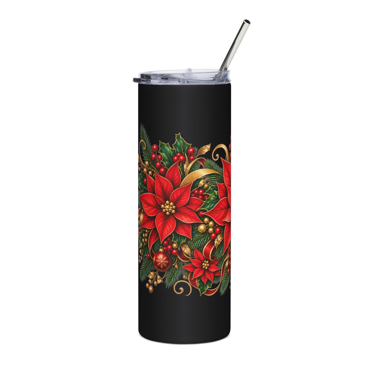 Poinsettia Holiday Floral Tumbler | 20oz Stainless Steel