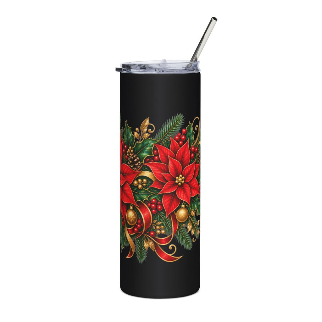 Poinsettia Holiday Floral Tumbler | 20oz Stainless Steel