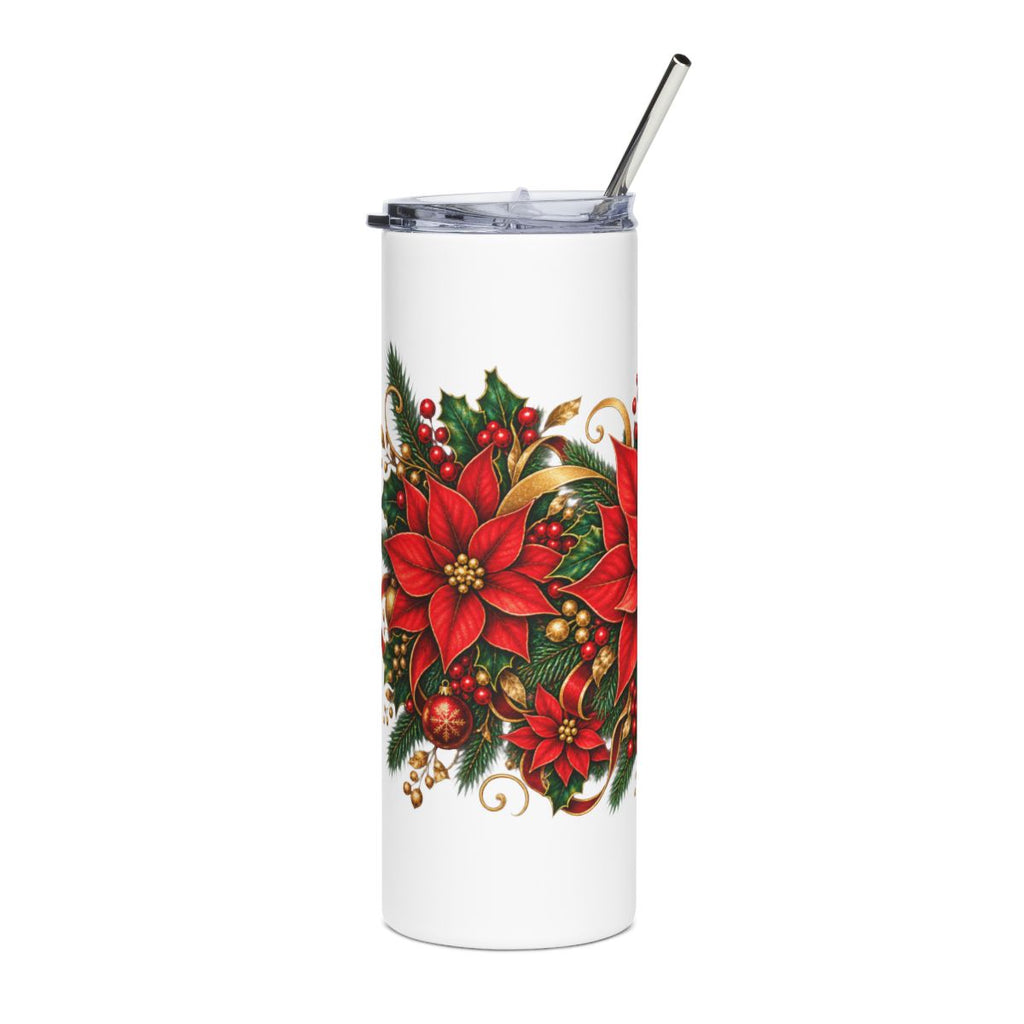 Poinsettia Holiday Floral Tumbler | 20oz Stainless Steel