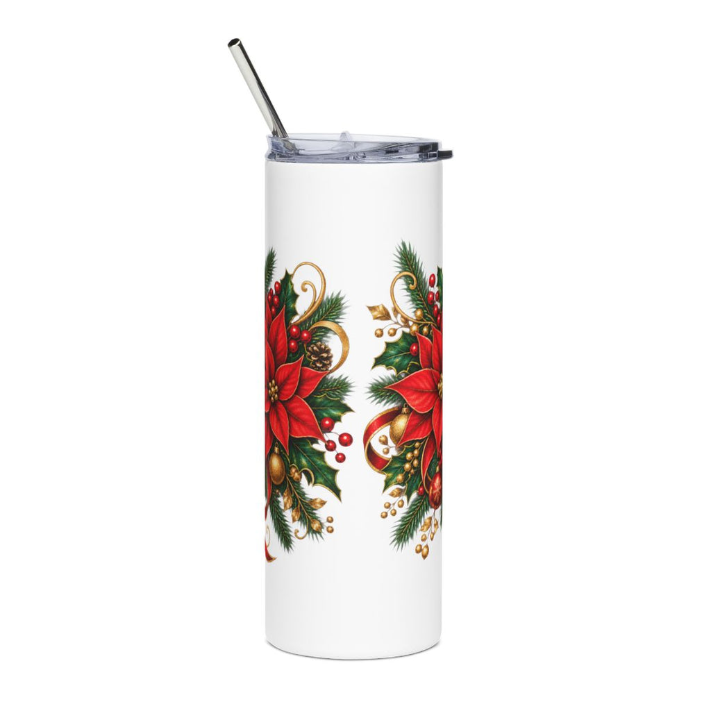 Poinsettia Holiday Floral Tumbler | 20oz Stainless Steel