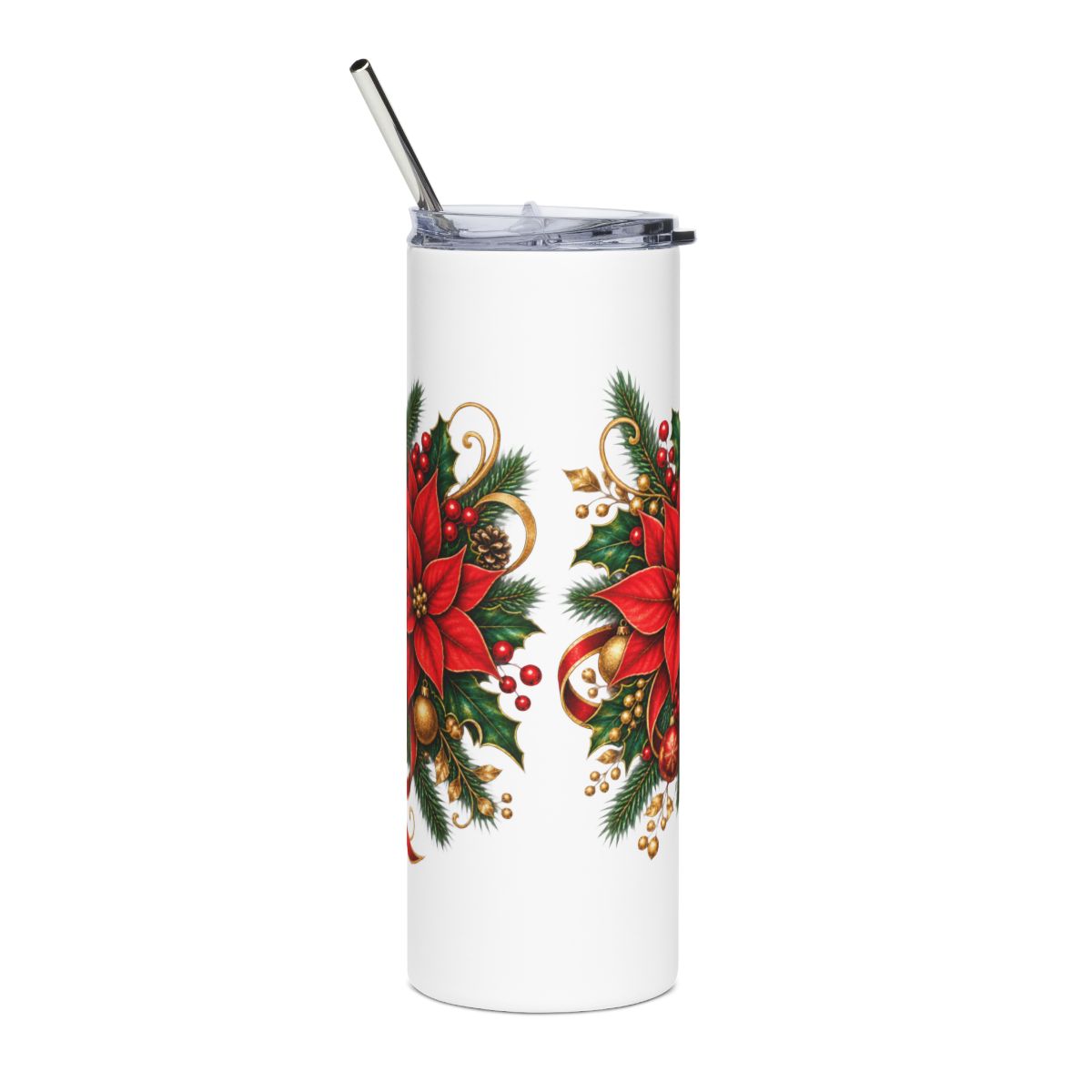 Poinsettia Holiday Floral Tumbler | 20oz Stainless Steel