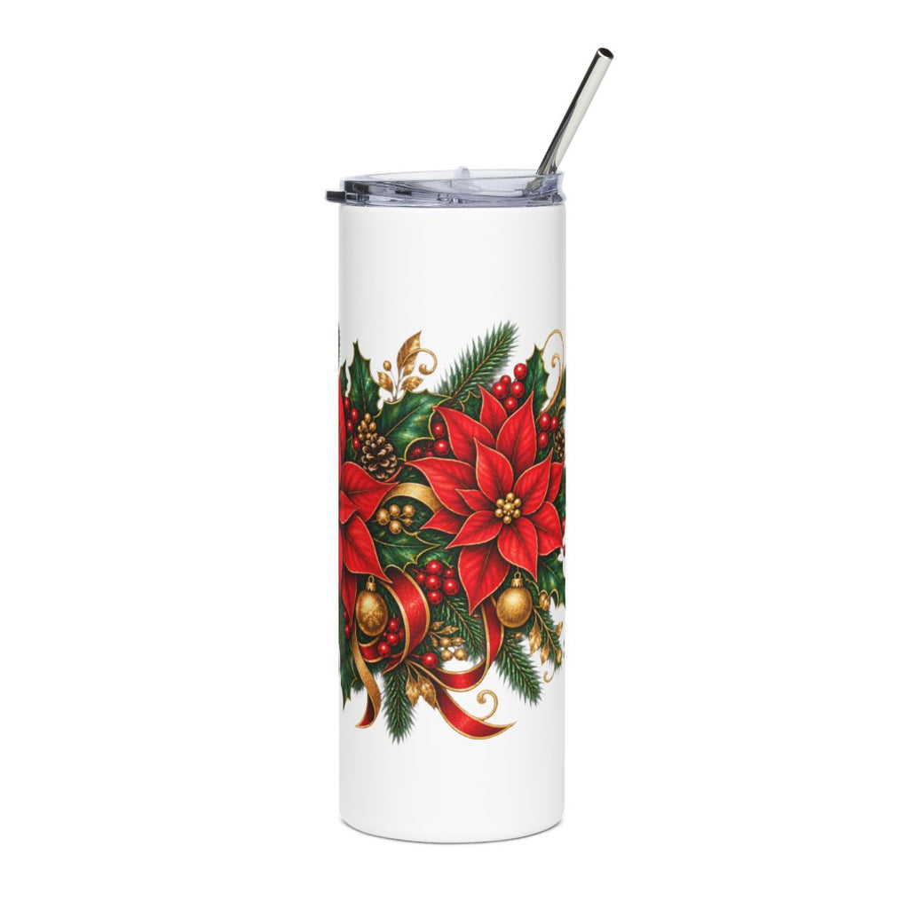 Poinsettia Holiday Floral Tumbler | 20oz Stainless Steel