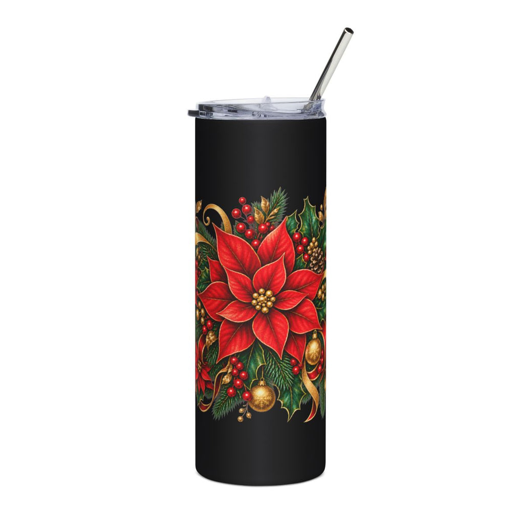 Poinsettia Holiday Floral Tumbler | 20oz Stainless Steel