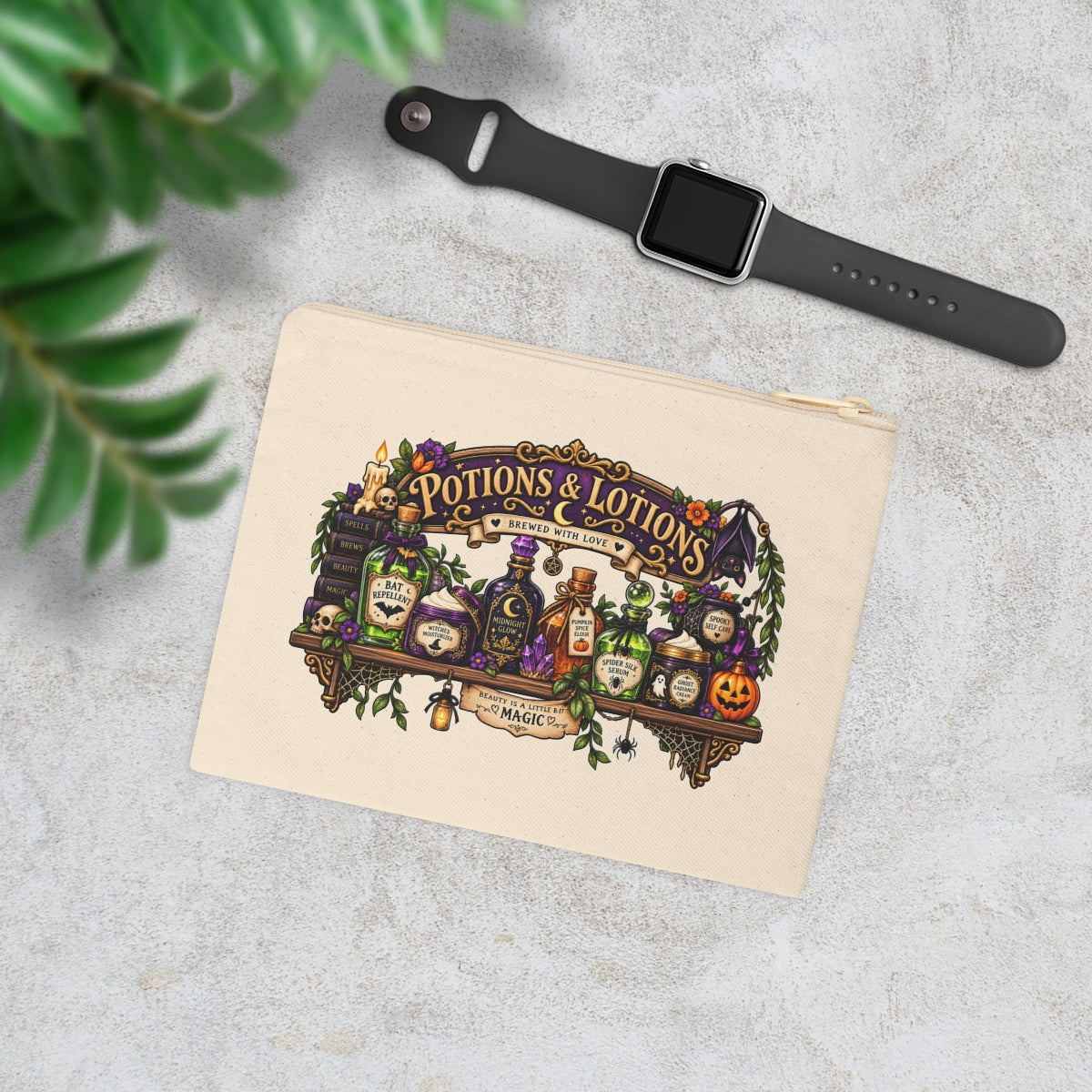 Potions & Lotions Apothecary Shelf Accessory Zipper Pouch | Halloween Witchy Potion Bag