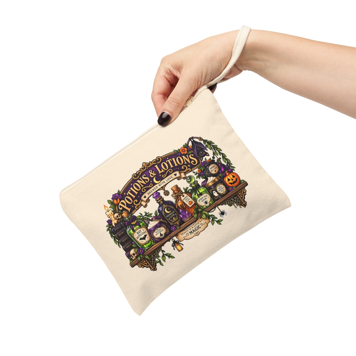 Potions & Lotions Apothecary Shelf Accessory Zipper Pouch | Halloween Witchy Potion Bag