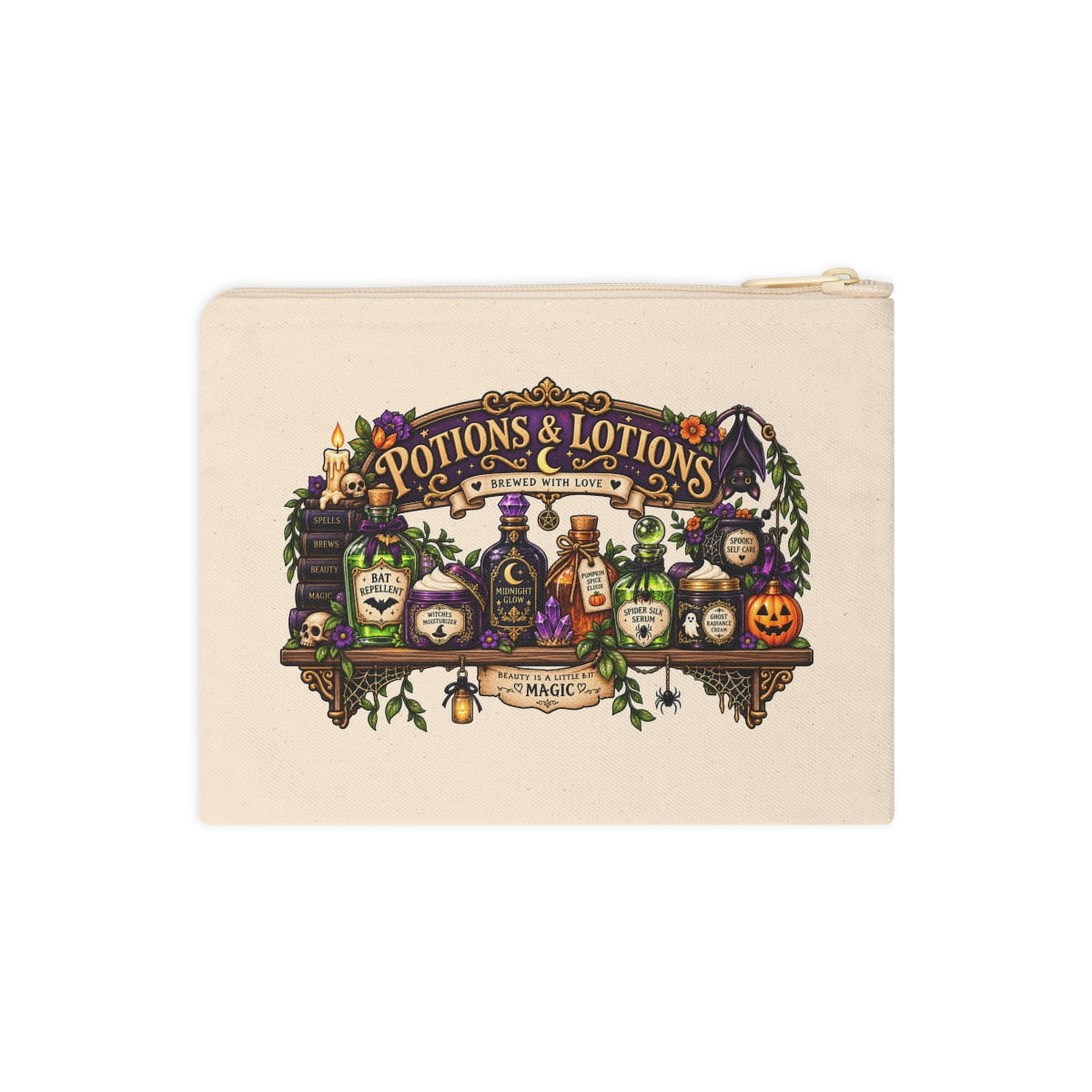 Potions & Lotions Apothecary Shelf Accessory Zipper Pouch | Halloween Witchy Potion Bag