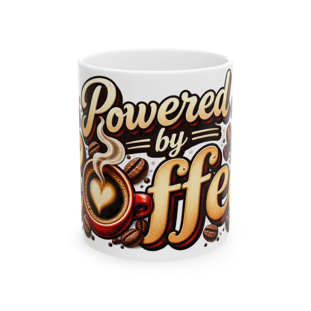 Powered by Coffee Mug | Coffee Beans Latte Art Ceramic Mug