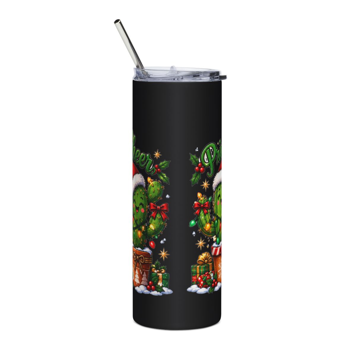 Prickly Christmas Cactus Tumbler | 20oz Stainless Steel Holiday Drinkware
