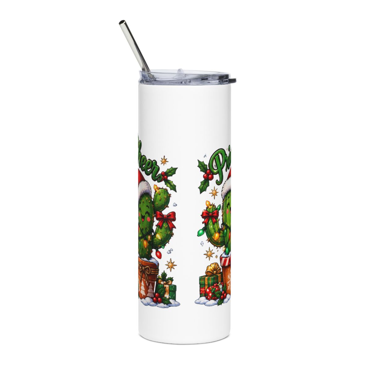 Prickly Christmas Cactus Tumbler | 20oz Stainless Steel Holiday Drinkware