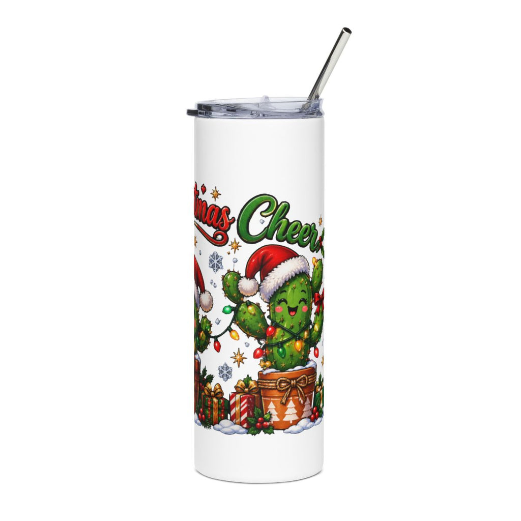 Prickly Christmas Cactus Tumbler | 20oz Stainless Steel Holiday Drinkware