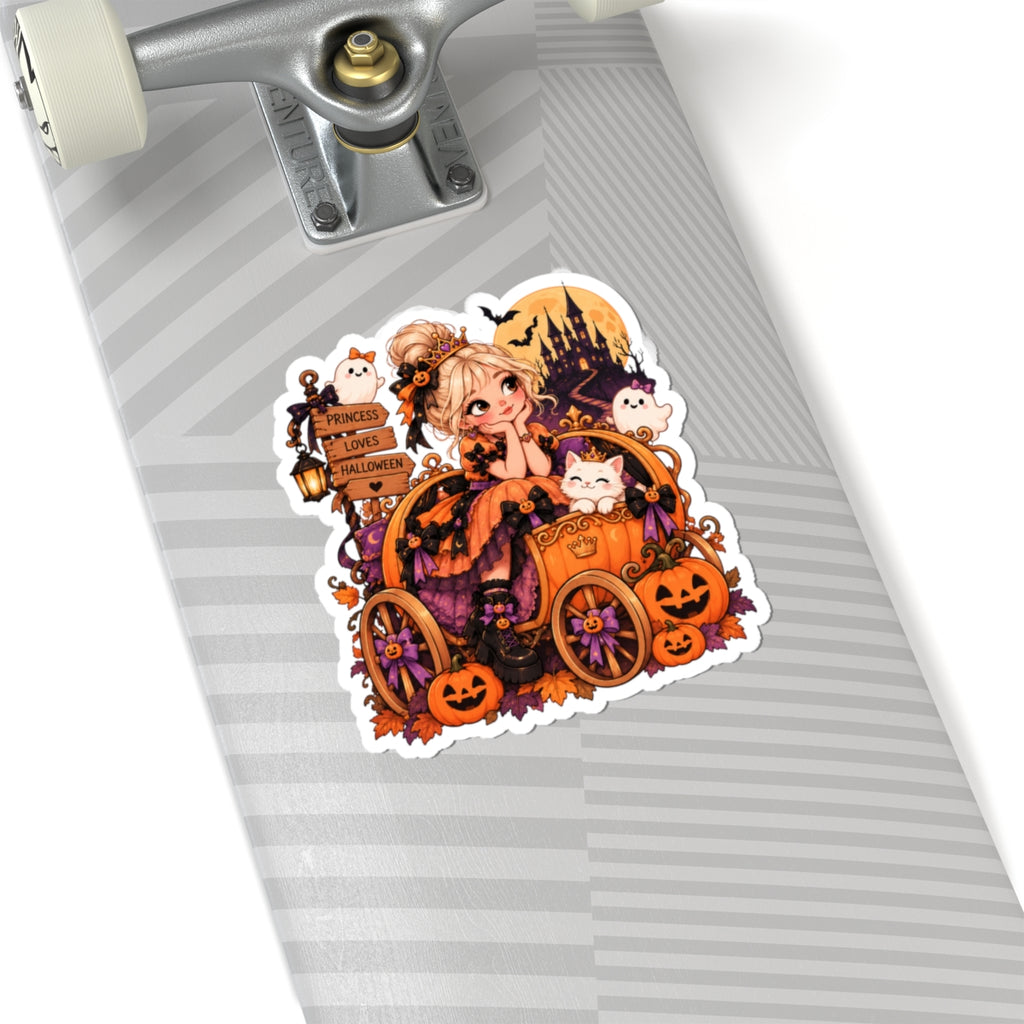 Pumpkin Carriage Princess Sticker, Cute Halloween Storybook Decal