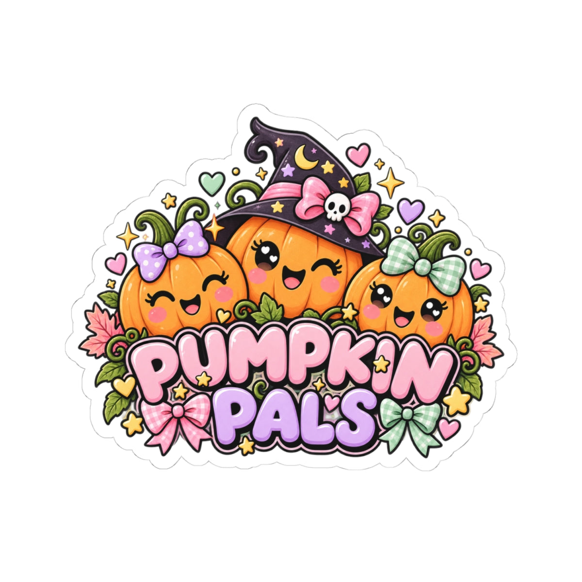 Pumpkin Pals Kiss-Cut Stickers | Cute Halloween Pumpkin Trio, Laptop Sticker