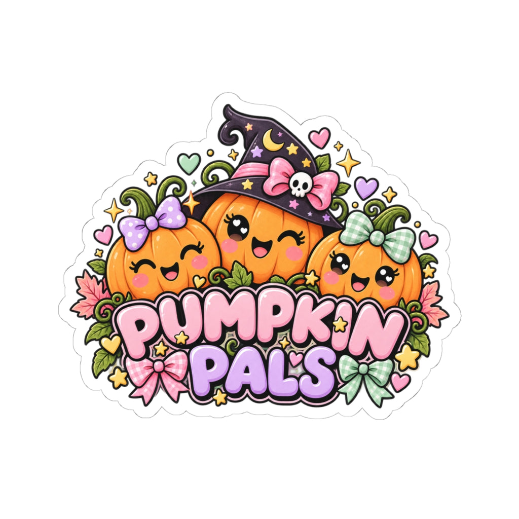 Pumpkin Pals Kiss-Cut Stickers | Cute Halloween Pumpkin Trio, Laptop Sticker