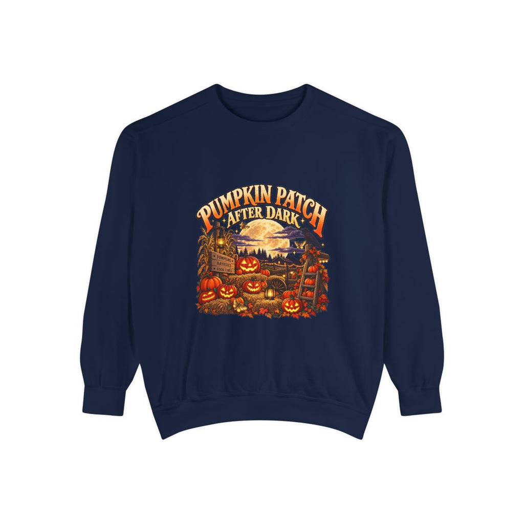 Pumpkin Patch Harvest Sweatshirt | Autumn Farm Scene, Jack-o'-Lanterns
