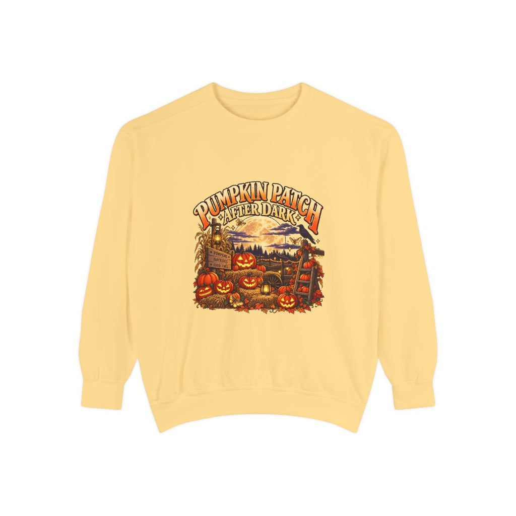 Pumpkin Patch Harvest Sweatshirt | Autumn Farm Scene, Jack-o'-Lanterns