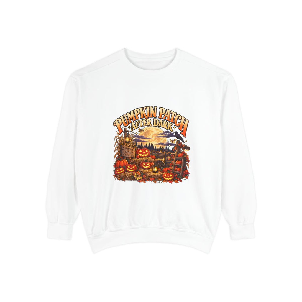 Pumpkin Patch Harvest Sweatshirt | Autumn Farm Scene, Jack-o'-Lanterns
