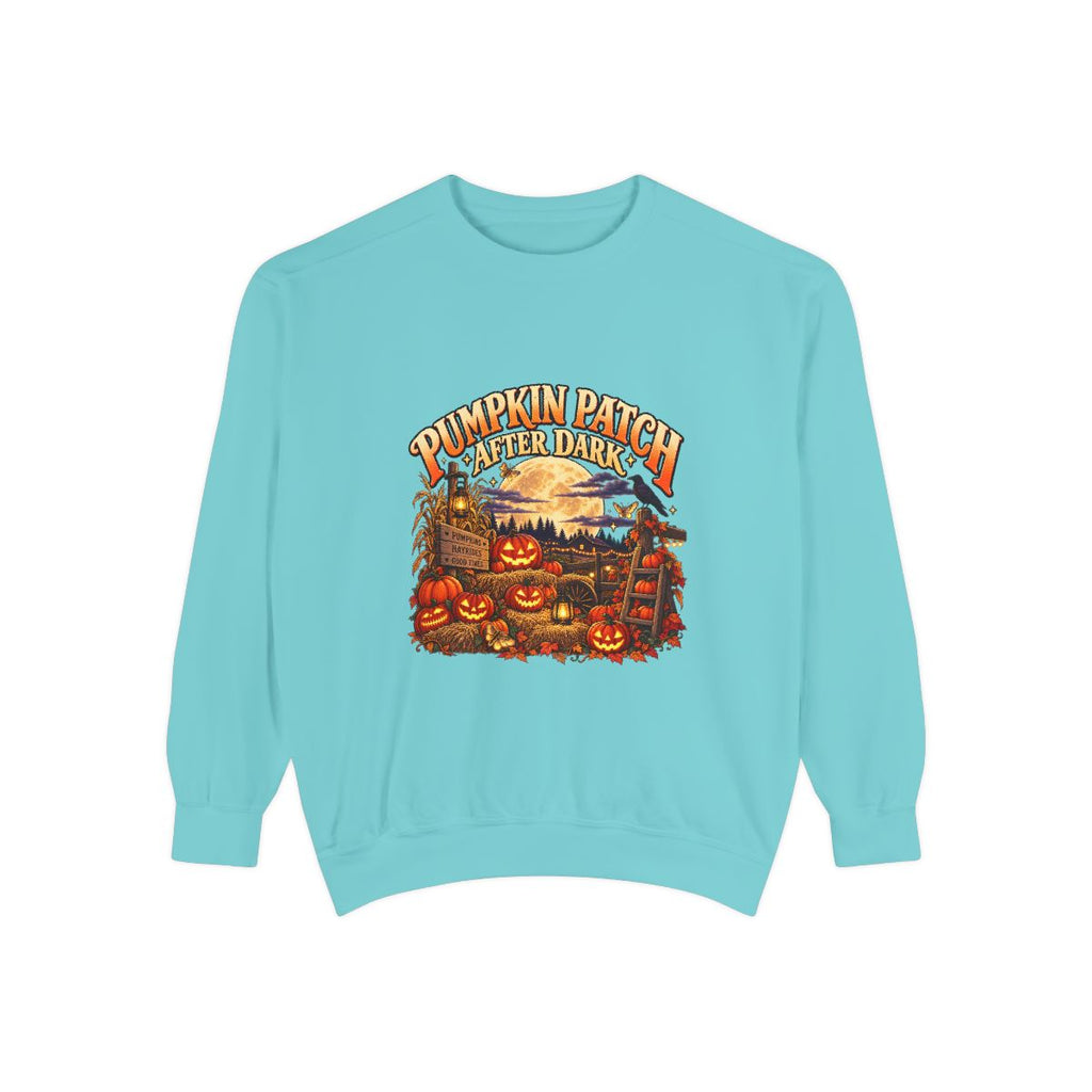 Pumpkin Patch Harvest Sweatshirt | Autumn Farm Scene, Jack-o'-Lanterns