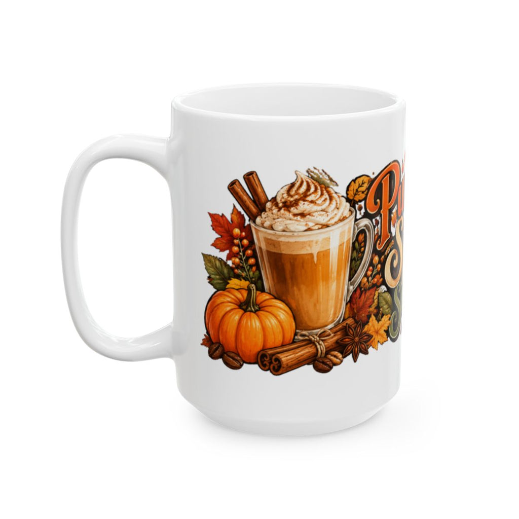 Pumpkin Spice Season Mug | Fall Leaves Pumpkin Ceramic Mug