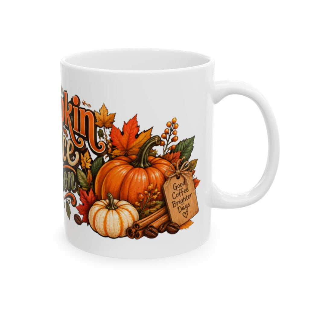 Pumpkin Spice Season Mug | Fall Leaves Pumpkin Ceramic Mug