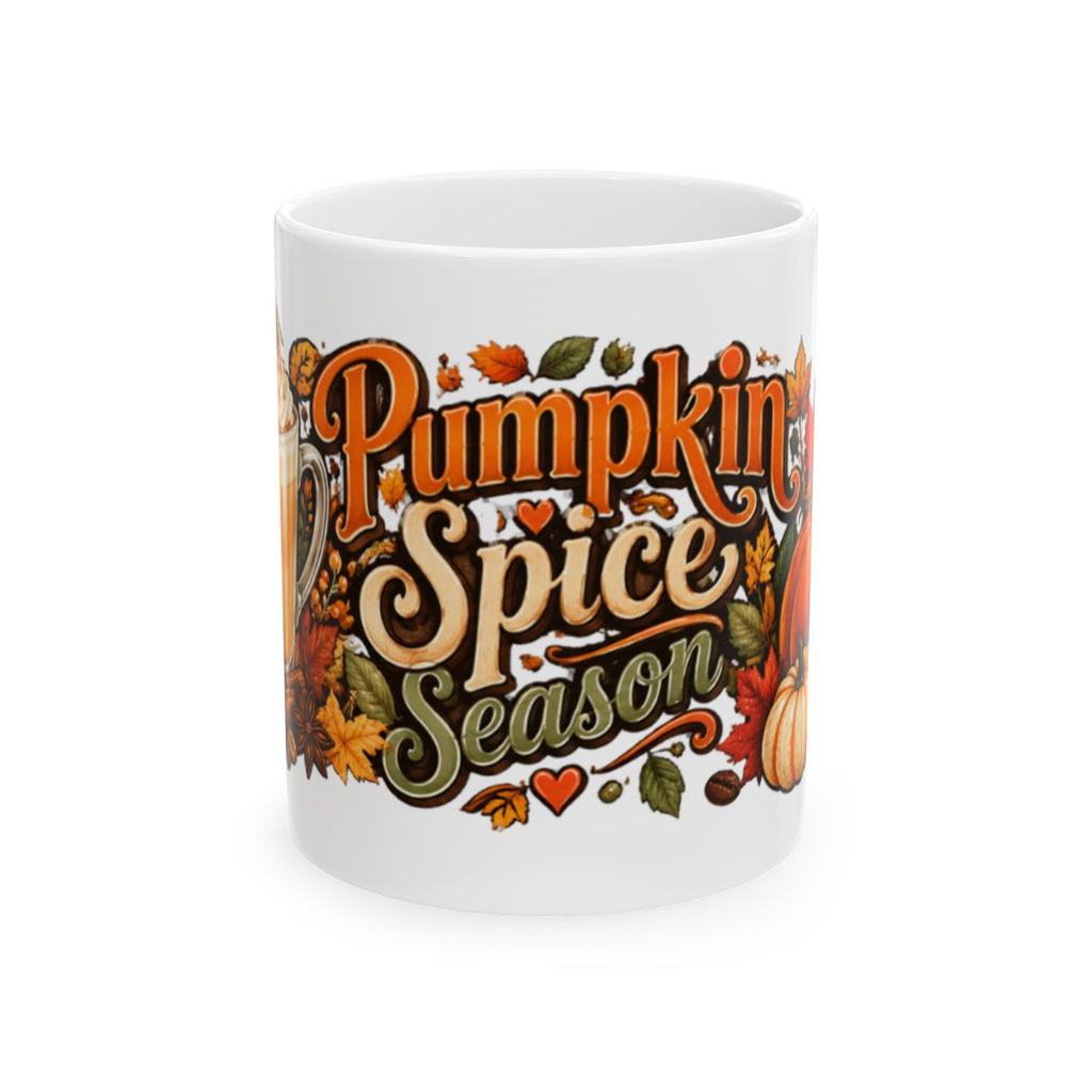 Pumpkin Spice Season Mug | Fall Leaves Pumpkin Ceramic Mug