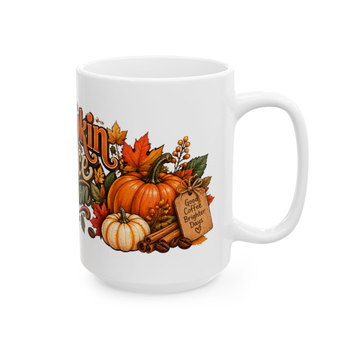 Pumpkin Spice Season Mug | Fall Leaves Pumpkin Ceramic Mug