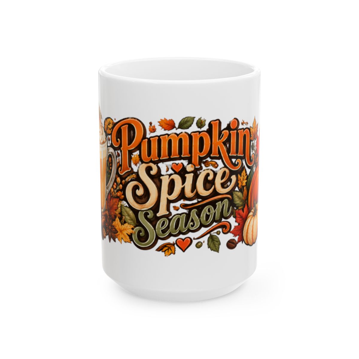 Pumpkin Spice Season Mug | Fall Leaves Pumpkin Ceramic Mug