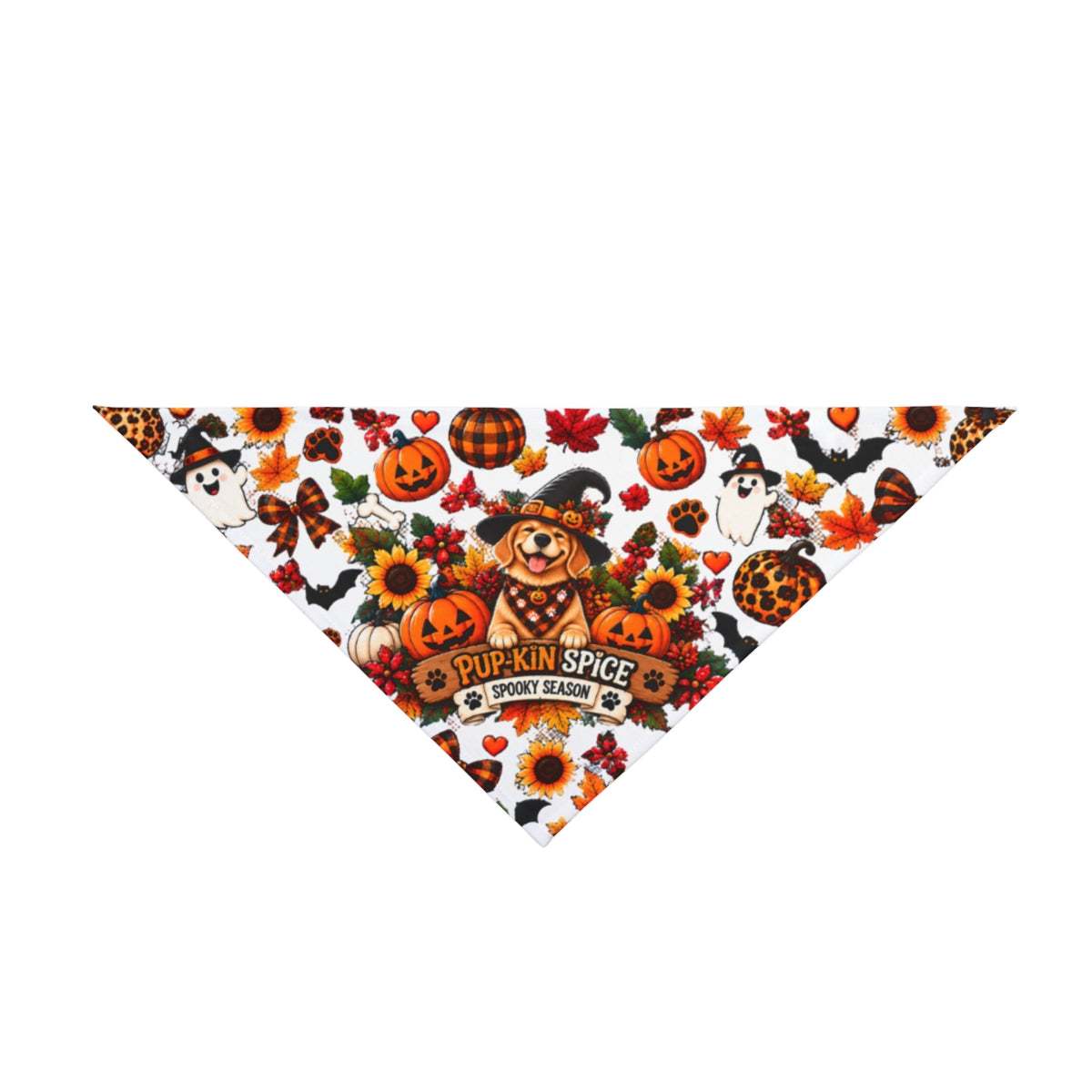 Pup-kin Spice Pumpkin Patch Pet Bandana | Halloween Fall Leaves