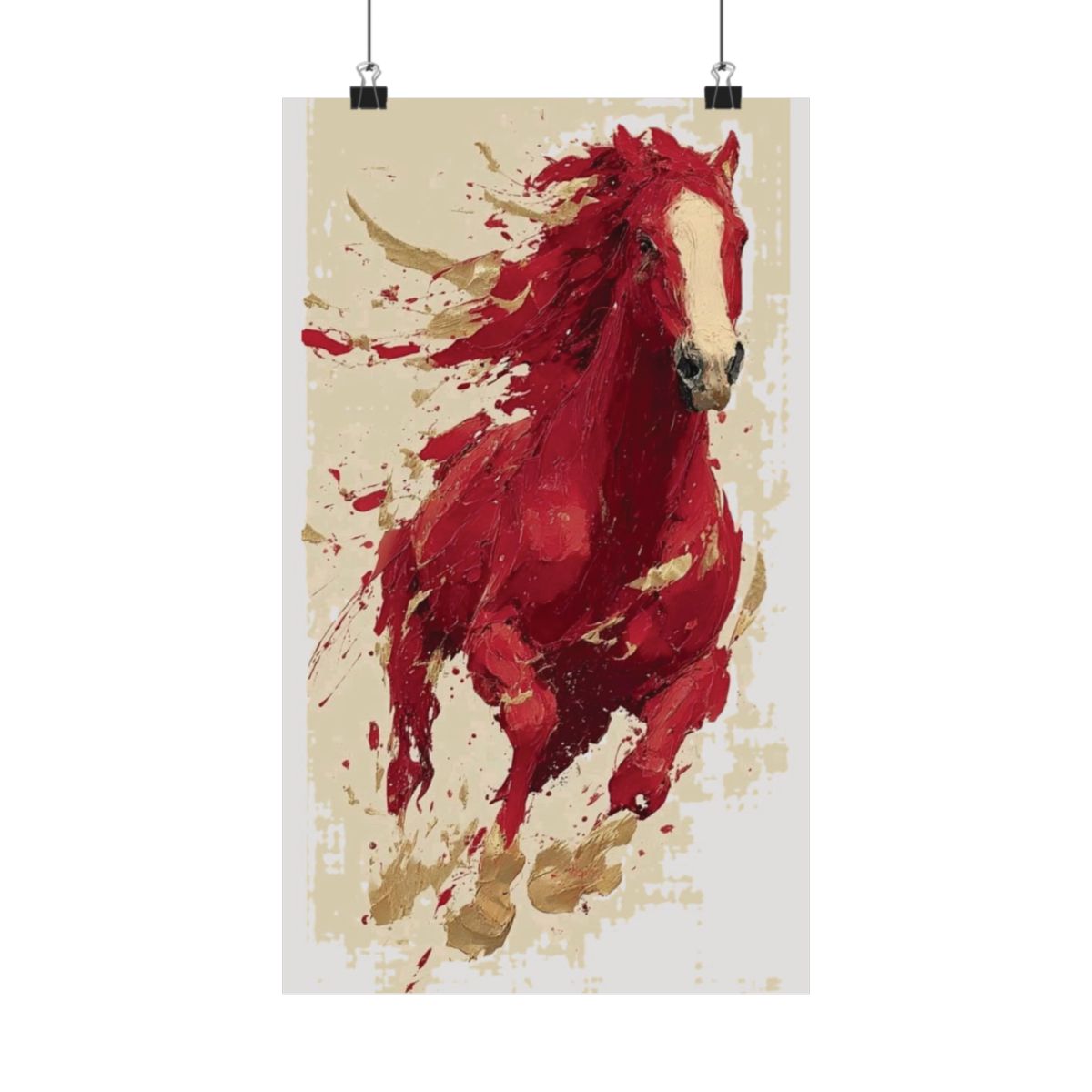 Red Splash Running Horse Poster | Matte Vertical Poster
