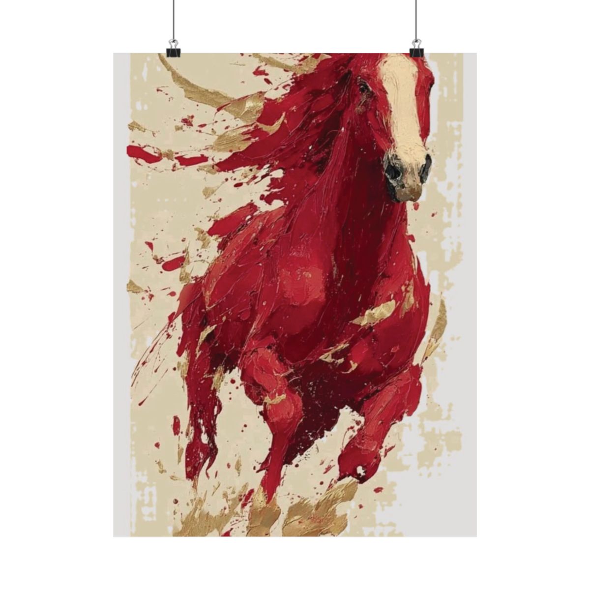 Red Splash Running Horse Poster | Matte Vertical Poster - 18″ x 24″