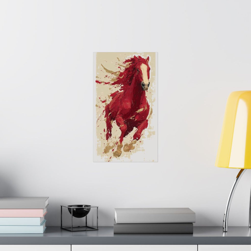 Red Splash Running Horse Poster | Matte Vertical Poster