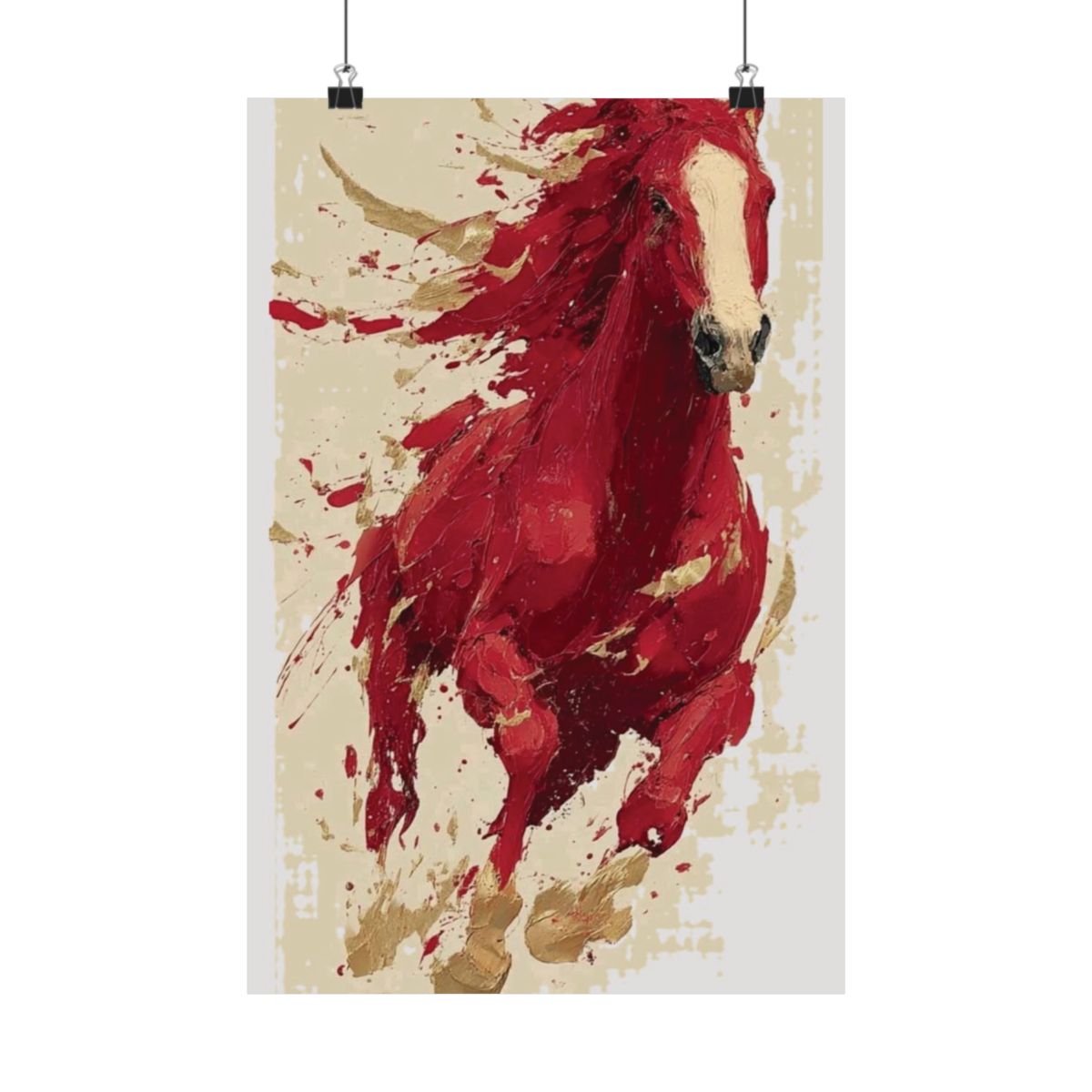 Red Splash Running Horse Poster | Matte Vertical Poster - 12″ x 18″