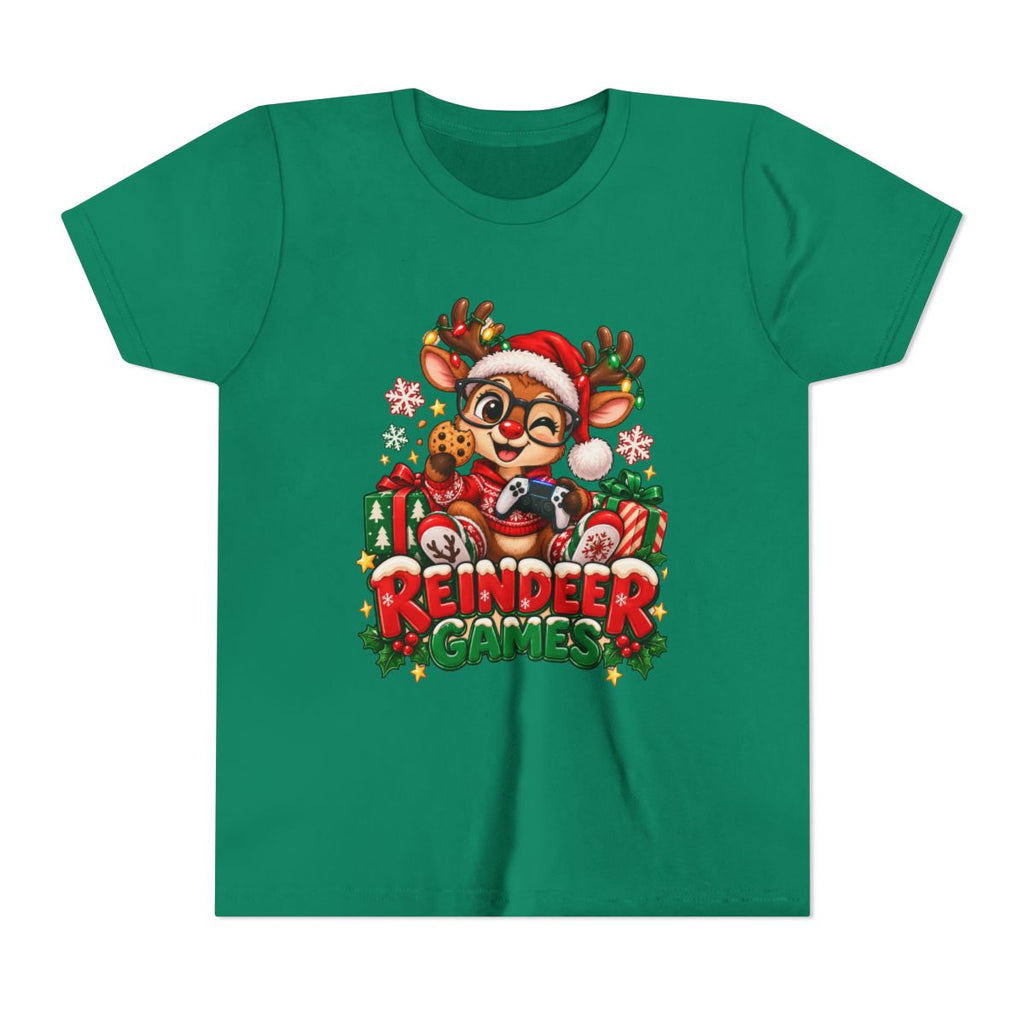 Reindeer Games Youth Tee | Cute Santa Reindeer, Christmas Holiday Kids Shirt
