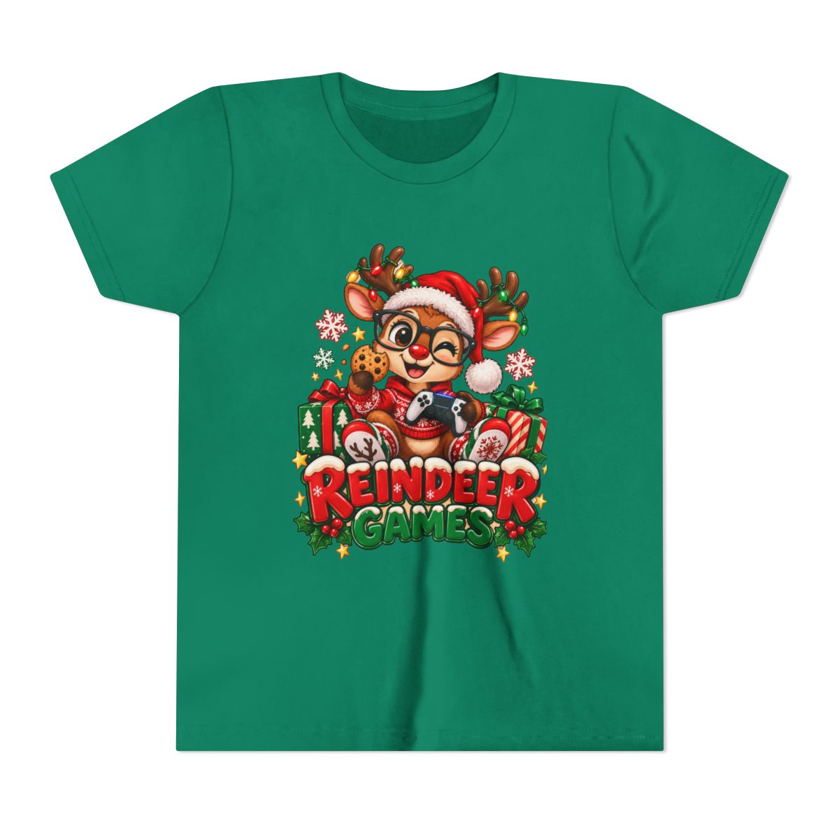 Reindeer Games Youth Tee | Cute Santa Reindeer, Christmas Holiday Kids Shirt