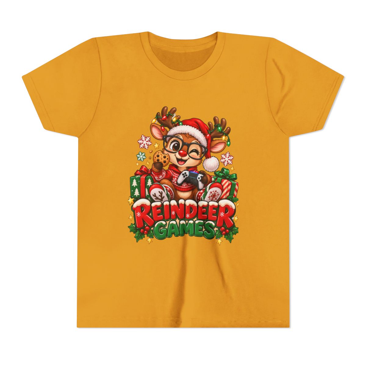 Reindeer Games Youth Tee | Cute Santa Reindeer, Christmas Holiday Kids Shirt