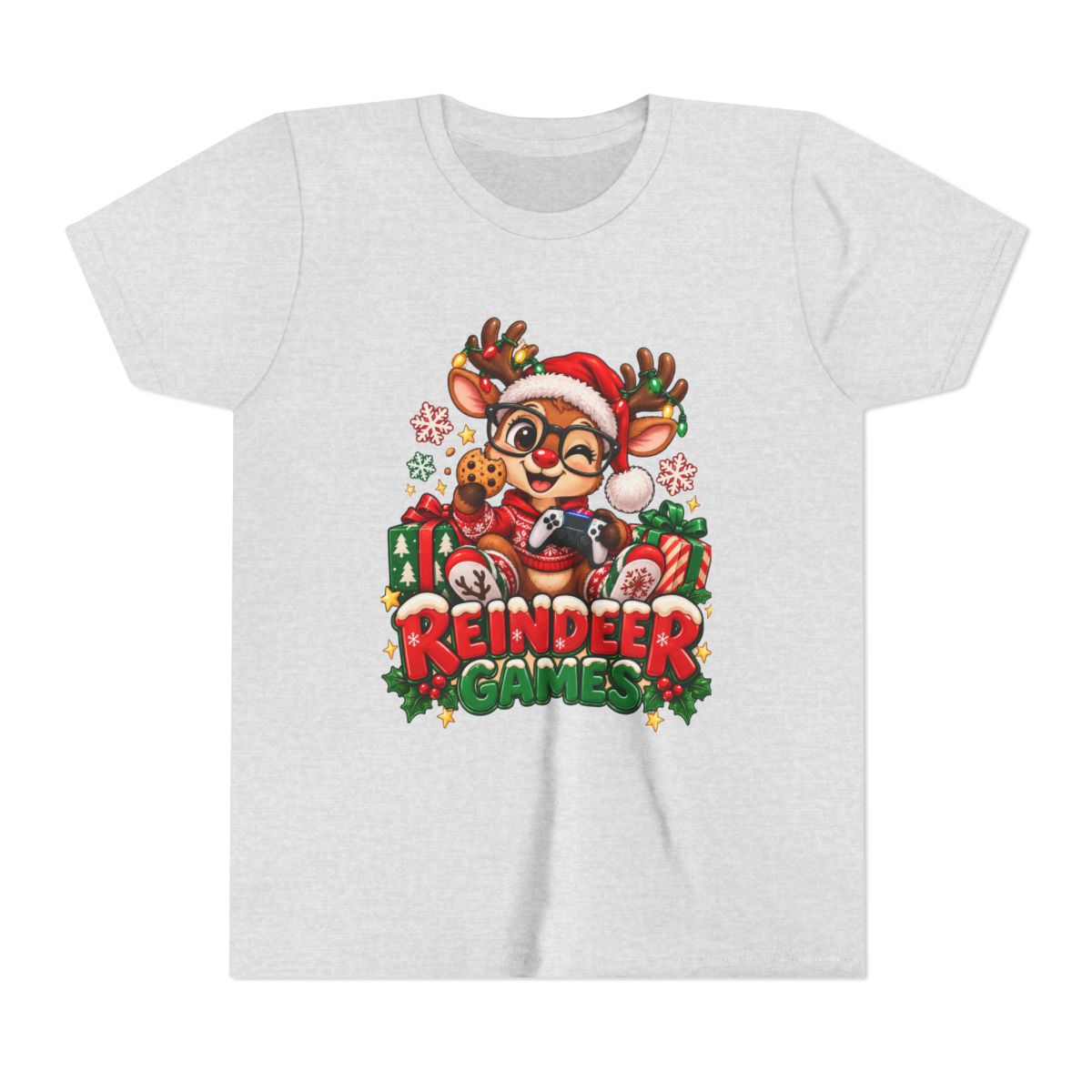 Reindeer Games Youth Tee | Cute Santa Reindeer, Christmas Holiday Kids Shirt