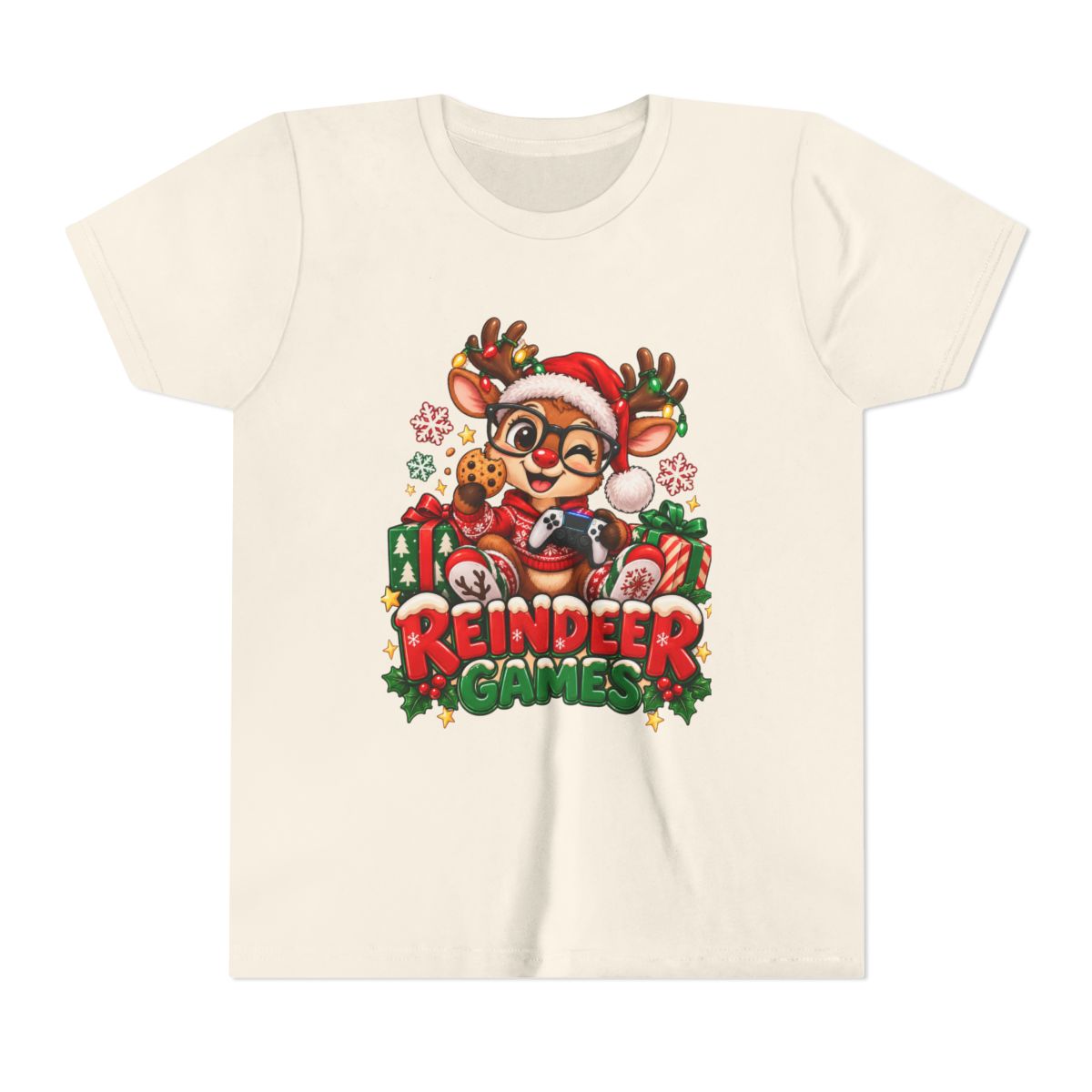 Reindeer Games Youth Tee | Cute Santa Reindeer, Christmas Holiday Kids Shirt