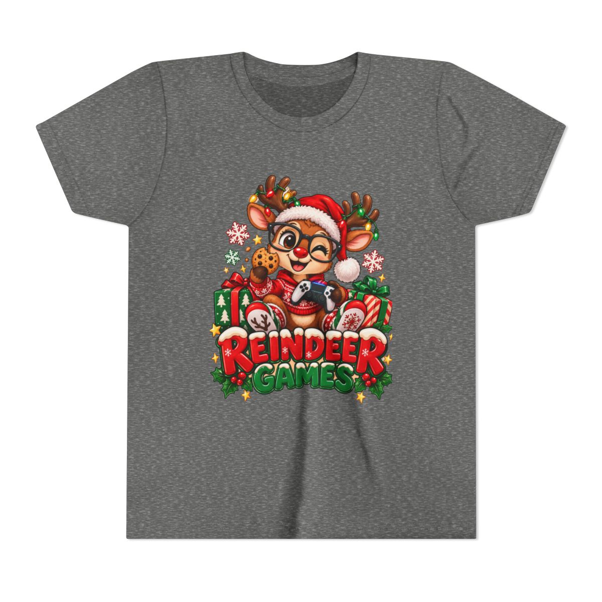 Reindeer Games Youth Tee | Cute Santa Reindeer, Christmas Holiday Kids Shirt