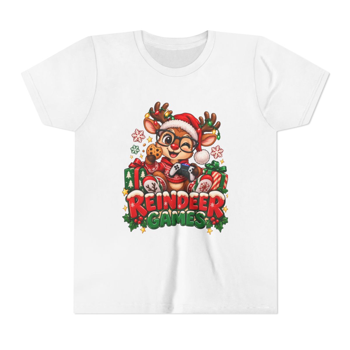 Reindeer Games Youth Tee | Cute Santa Reindeer, Christmas Holiday Kids Shirt