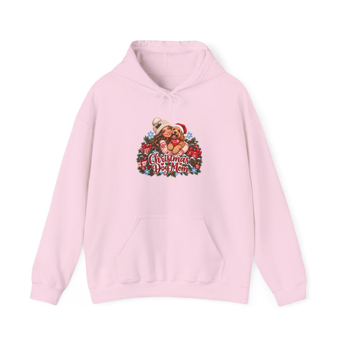 Santa Bear Christmas Wreath Hoodie | Holiday Cute Cozy Illustration
