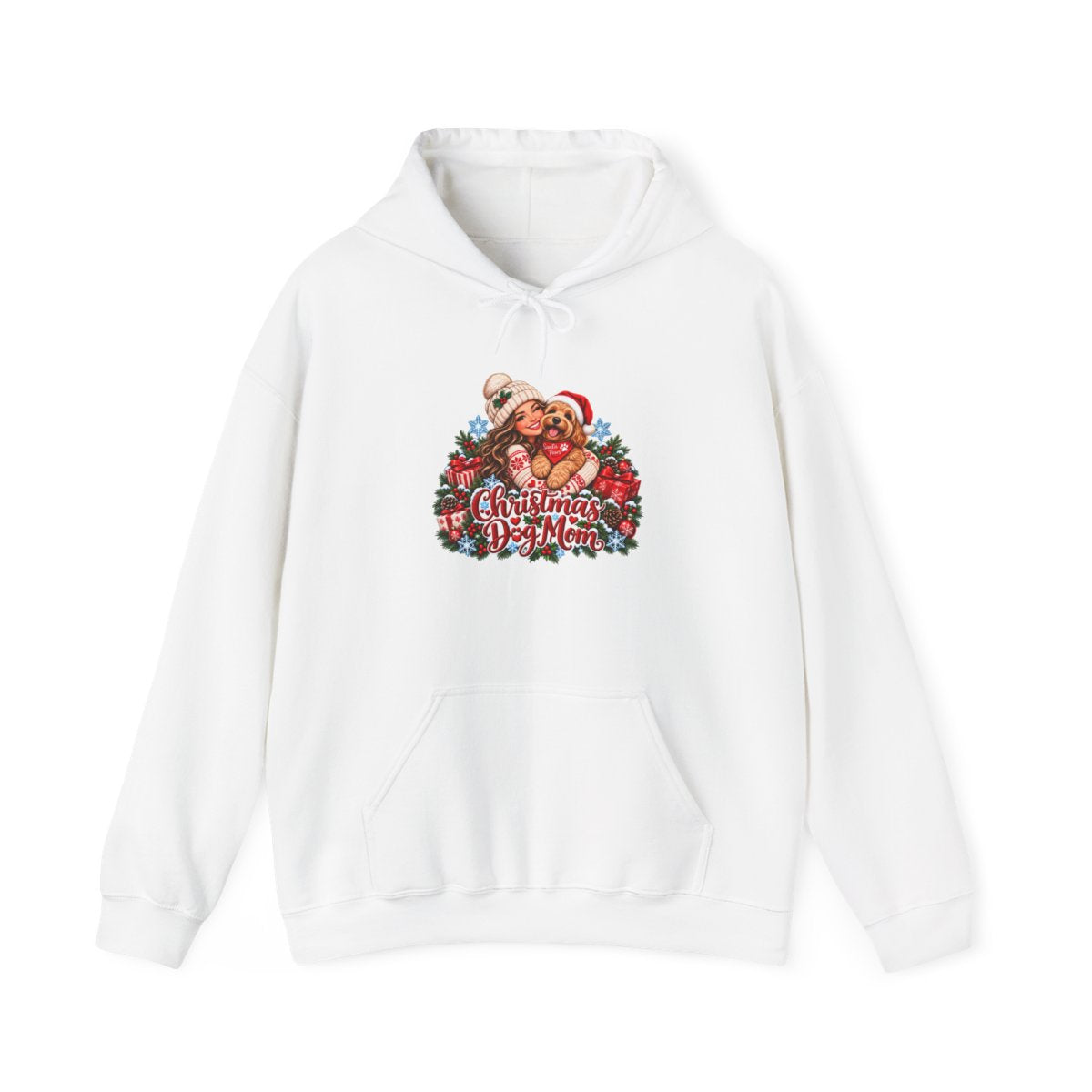 Santa Bear Christmas Wreath Hoodie | Holiday Cute Cozy Illustration